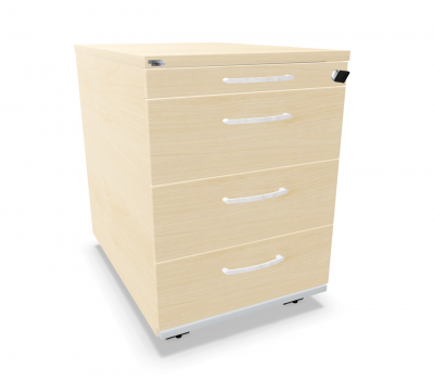 Pontis Rollcontainer von Assmann Büromöbel in Buche Dekor mit drei Schubladen und Rollen.